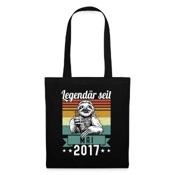 Faultier Legendär seit Mai 2017 Geburtstag - Stoffbeutel - Schwarz - Vorne