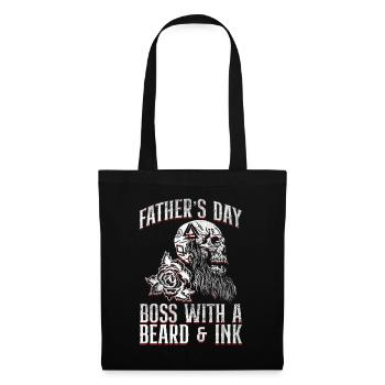 Father's Day Boss With Beard & Ink - Father's Day Tattoo - Tote Bag - black - Front