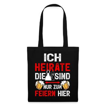 JGA Bräutigam T-Shirt Mann Junggesellenabschied - Stoffbeutel - Schwarz - Vorne