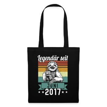 Faultier Legendär seit Juni 2017 Geburtstag - Stoffbeutel - Schwarz - Vorne