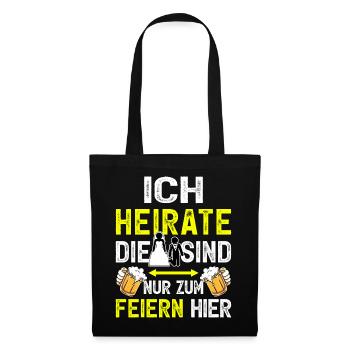Junggesellenabschied T-Shirt Bräutigam JGA Männer - Stoffbeutel - Schwarz - Vorne