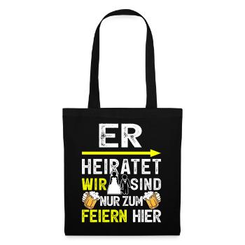 JGA T-Shirt Männer Junggesellenabschied Poltern - Stoffbeutel - Schwarz - Vorne