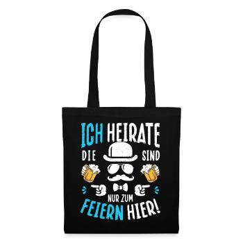 JGA Bräutigam T-Shirt Junggesellenabschied Poltern - Stoffbeutel - Schwarz - Vorne