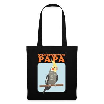 Nymphensittich Papa | Vogelbesitzer Geschenk - Stoffbeutel - Schwarz - Vorne