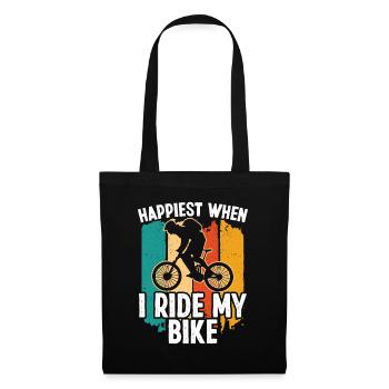 Happiest when i ride my Bike - Stoffbeutel - Schwarz - Vorne