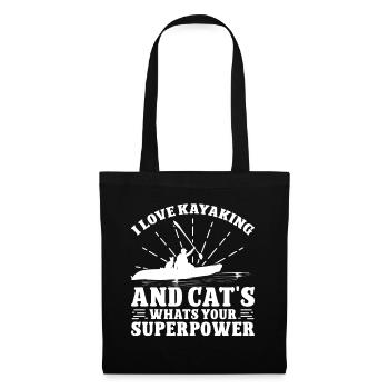I love Kayaking and Cat's what's your - Stoffbeutel - Schwarz - Vorne