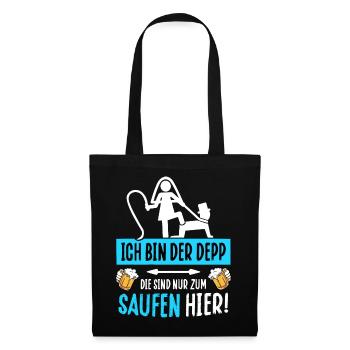 JGA Bräutigam T-Shirt Junggesellenabschied Poltern - Stoffbeutel - Schwarz - Vorne