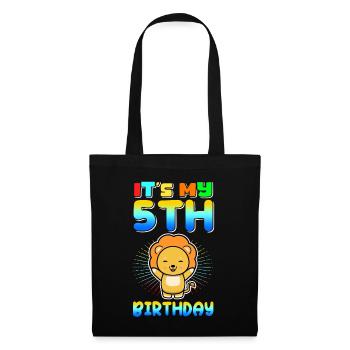 5. Geburtstag | 5 Jahre alt Geschenkidee Geschenk - Stoffbeutel - Schwarz - Vorne