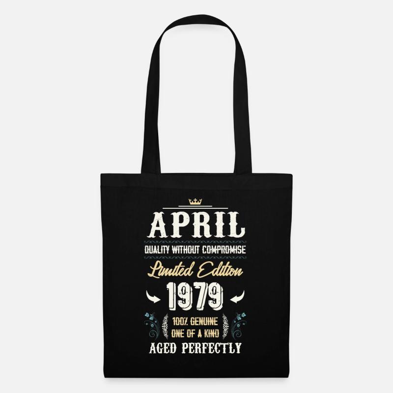 April 1979 Vintage Geburtstag Geschenk - Stoffbeutel - Schwarz