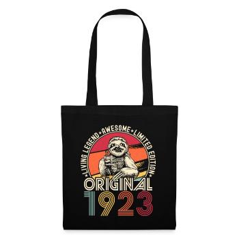 1923 Anniversaire vintage vintage paresseux cadeau - Sac en tissu - noir - Devant