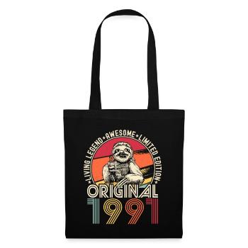 1991 Birthday vintage vintage sloth gift - Tote Bag - black - Front