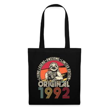 1992 Anniversaire vintage vintage paresseux cadeau - Sac en tissu - noir - Devant