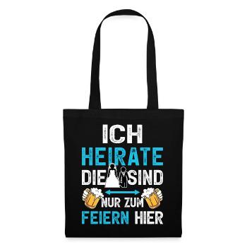 JGA Bräutigam T-Shirt Junggesellenabschied Männer - Stoffbeutel - Schwarz - Vorne
