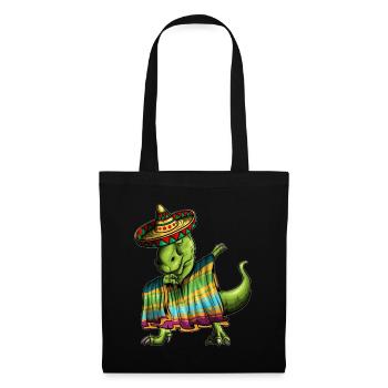 T-Rex Dino Ponscho Sombrero Mexico Dabbing Outfit - Tote Bag - black - Front