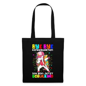 Einschulung Schulanfang Schulkind Schule Geschenk - Stoffbeutel - Schwarz - Vorne
