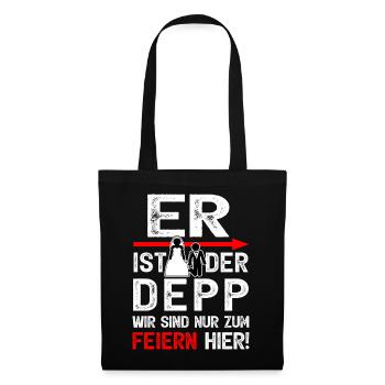 Junggesellenabschied Männer T-Shirt JGA Poltern - Stoffbeutel - Schwarz - Vorne