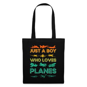 Just a Boy who loves Planes - Stoffbeutel - Schwarz - Vorne