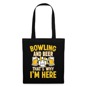 Bowling and Beer bowling Design - Stoffbeutel - Schwarz - Vorne