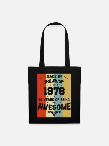 Mai1978 Vintage Jahrgang Geburtstag - Stoffbeutel - Schwarz