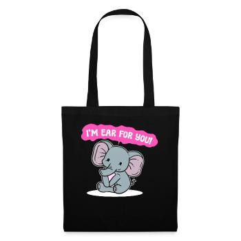 Elefant -Wortspiele Tierpfleger - Stoffbeutel - Schwarz - Vorne