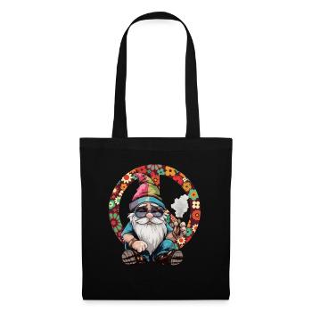 Hippie Gnom Cannabis Peace Gras Hippie Kostüm - Stoffbeutel - Schwarz - Vorne