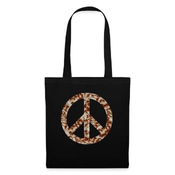 Peace Zeichen mit Totenköpfen - Hippie Halloween - Stoffbeutel - Schwarz - Vorne