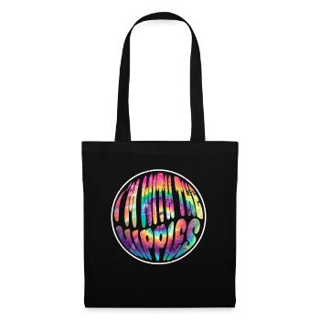 I'm With The Hippies - Hippie-Kostüm Tie Dye - Stoffbeutel - Schwarz - Vorne