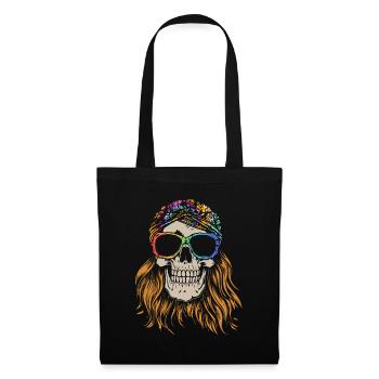 Hippie Totenkopf - Hippie Kostüm Tie Dye - Stoffbeutel - Schwarz - Vorne
