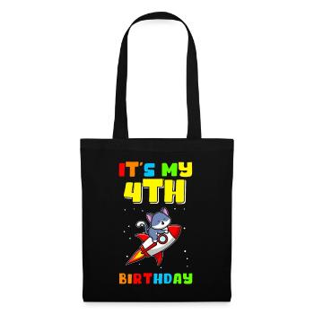 4. Geburtstag 4 Jahre alt Geschenkidee Geschenk - Stoffbeutel - Schwarz - Vorne