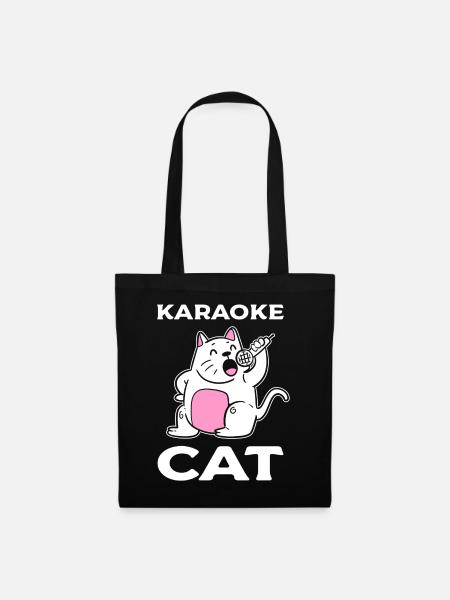 Karaoke Katze Sänger - Stoffbeutel - Schwarz