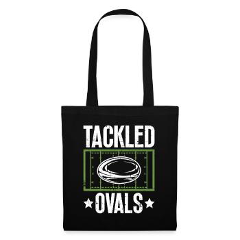 Tackled Ovals - Funny Rugby - Tote Bag - black - Front