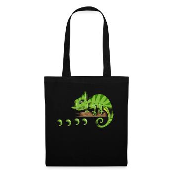 Echse Reptil Halter Gecko Lizard Eidechsen Design - Stoffbeutel - Schwarz - Vorne