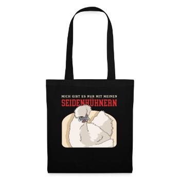 Seidenhuhn | Seidenhühner Silkie Hühner Geschenk - Stoffbeutel - Schwarz - Vorne