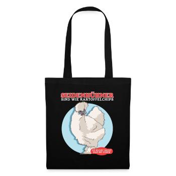 Seidenhuhn | Silkie Hühner Seidenhühner Geschenk - Stoffbeutel - Schwarz - Vorne