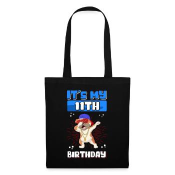 11. Geburtstag Geschenkidee 11 Jahre Geschenk - Stoffbeutel - Schwarz - Vorne