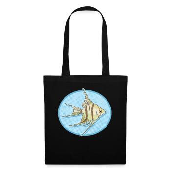 Aquarium Kaiserfisch Aquarianer Geschenk - Stoffbeutel - Schwarz - Vorne