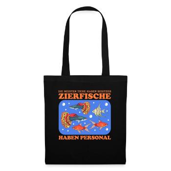 Aquarium Aquaristik Aquarianer Zierfisch Geschenk - Stoffbeutel - Schwarz - Vorne