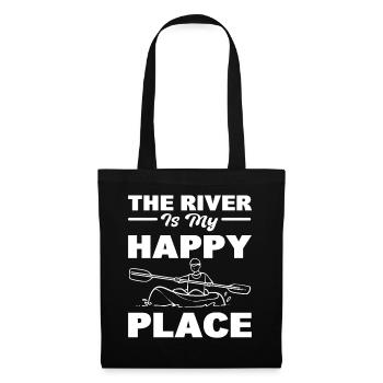 La rivière est mon endroit heureux Canoéistes - Sac en tissu - noir - Devant