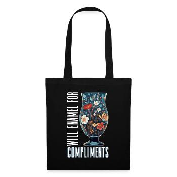 Will enamel for compliments - Enameled glass - Tote Bag - black - Front