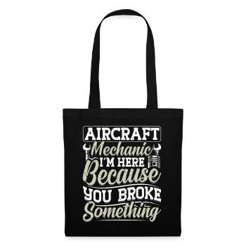 Love Avion aviation - Sac en tissu - noir - Devant
