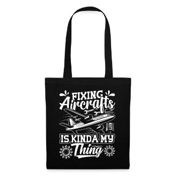 Love Avion aviation - Sac en tissu - noir - Devant