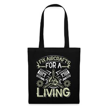 Love Avion aviation - Sac en tissu - noir - Devant