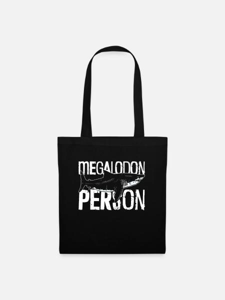 Megalodon Mensch - Megalodon Hai - Stoffbeutel - Schwarz