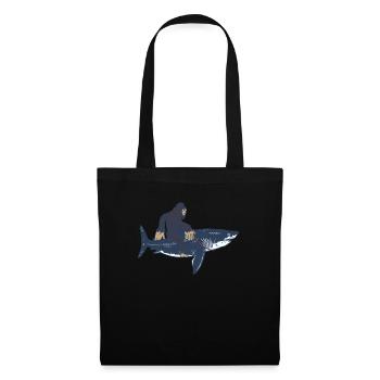 Bigfoot monte un mégalodon - Requin mégalodon - Sac en tissu - noir - Devant