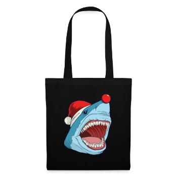 Requin mégalodon chapeau de Noël nez rouge - Sac en tissu - noir - Devant