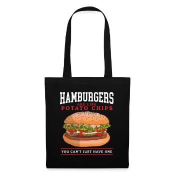 Hamburger Fast Food Burger Fastfood Geschenk - Stoffbeutel - Schwarz - Vorne
