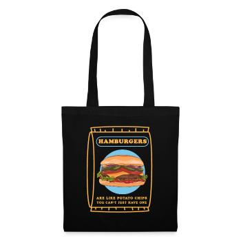 Hamburger Fastfood Burger Fast Food Geschenk - Stoffbeutel - Schwarz - Vorne