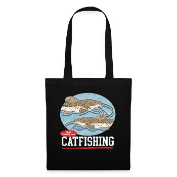 Cadeau de pêche à la pêche au poisson-chat - Sac en tissu - noir - Devant