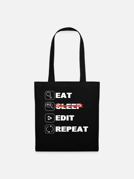 Eat Edit Edit Repeat Videobearbeiter - Stoffbeutel - Schwarz
