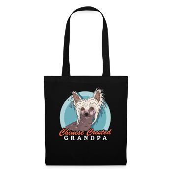 Chinese Crested Opa Chinesischer Schopfhund - Stoffbeutel - Schwarz - Vorne